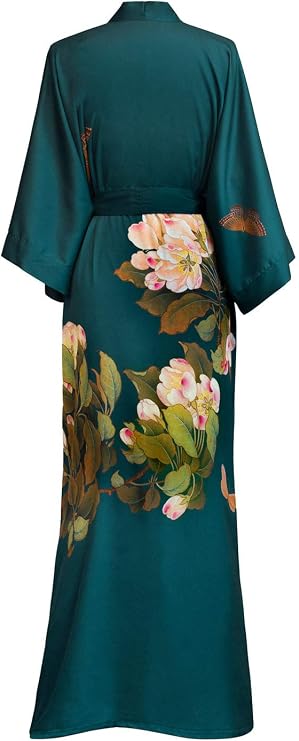 Peony & Butterfly Vintage Teal Kimono