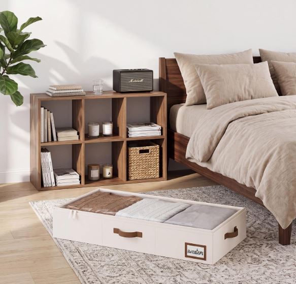 StorageWorks 6 Inch Low Profile Under Bed Storage Containers with Clear Lid